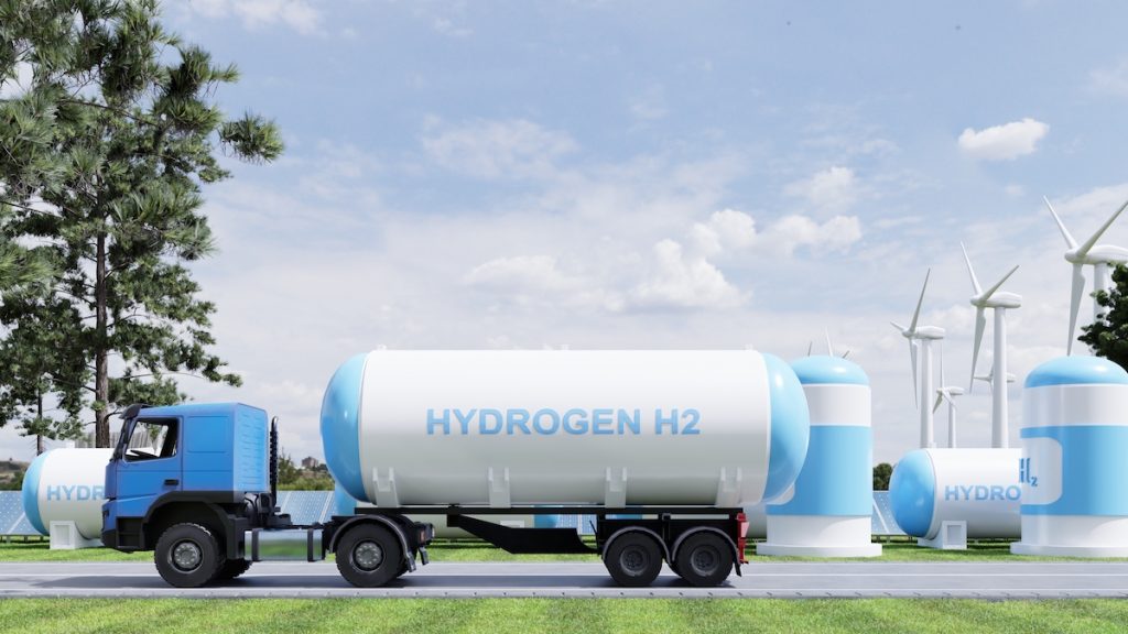 Hydrogen gas transportation concept with truck gas tank trailer
